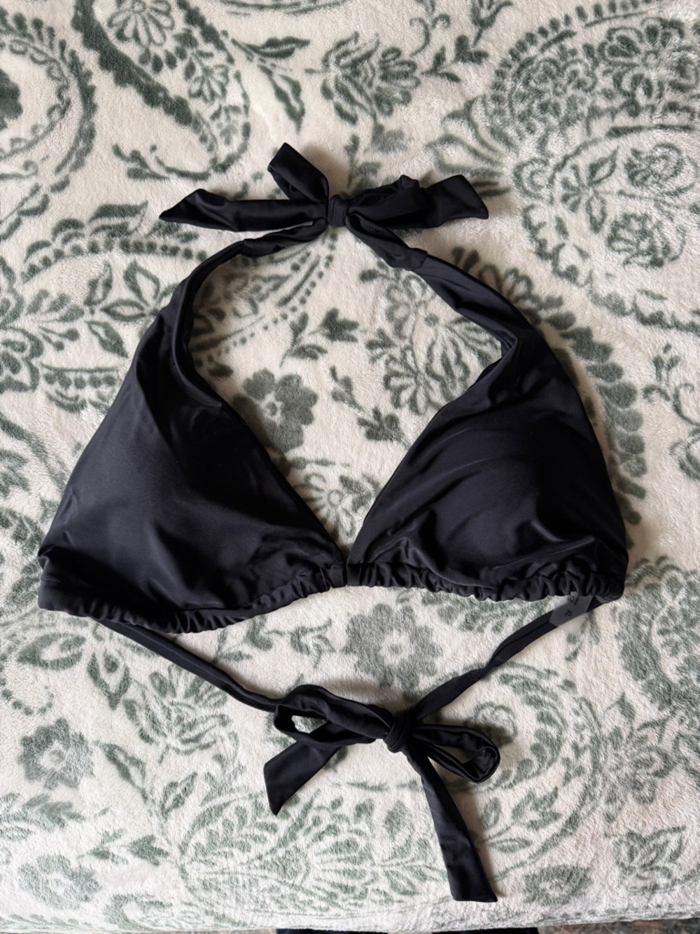 SHEIN Black Halter Tie Triangle Bikini Top
